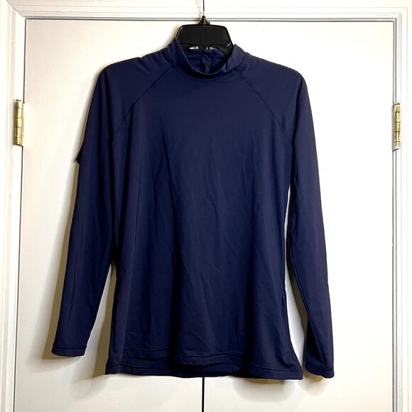 Athleta Tops - Athleta Blue Fitted Long Sleeve Back zip Top size L